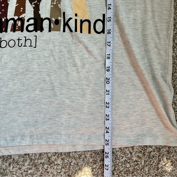 🦋 Grey V-Neck Human Kind Be Both Short Sleeve T-Shirt XL - Picture 6 of 7